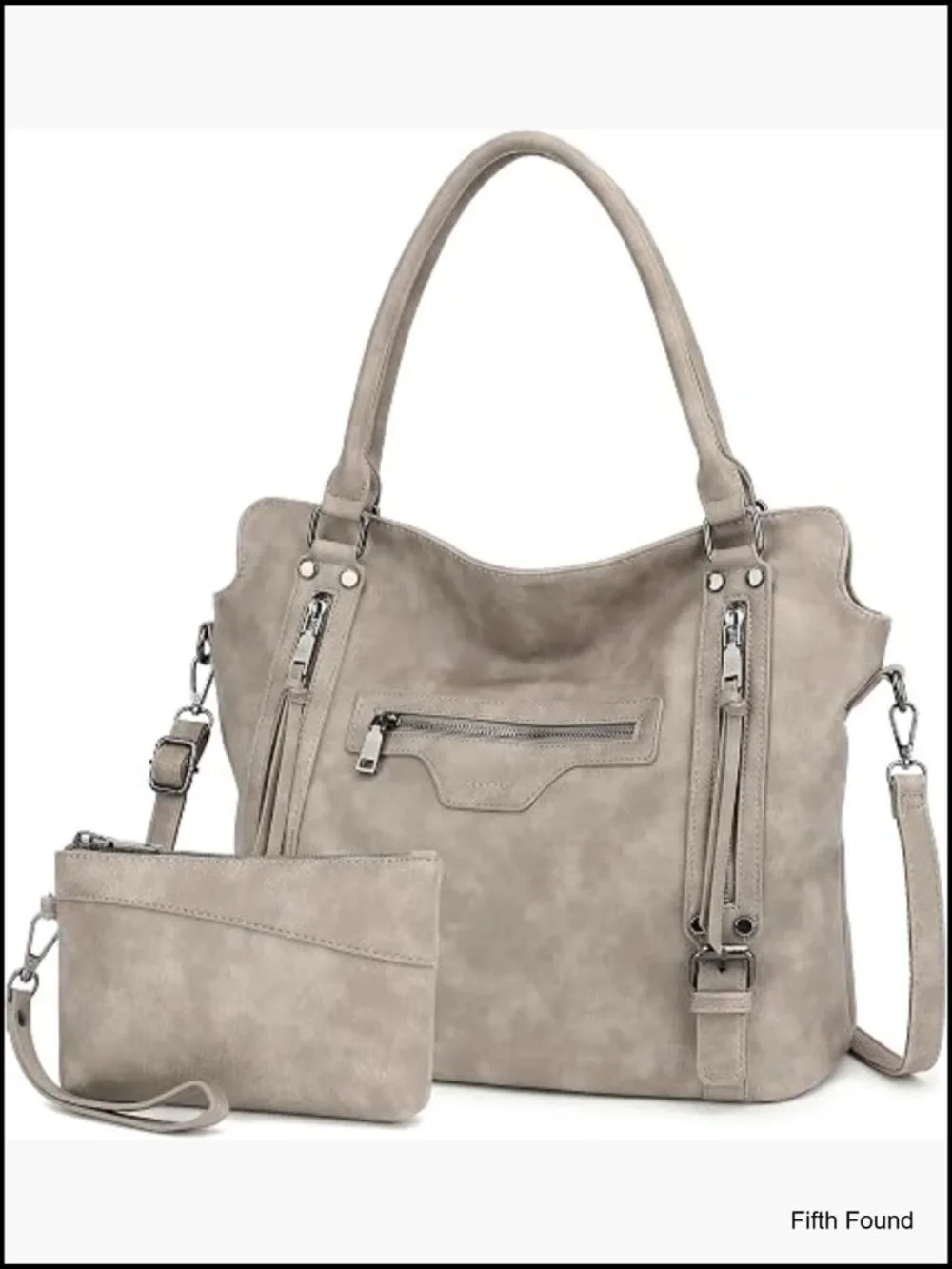 Large Vegan Leather Hobo Tote Bag with Pockets Shoulder Crossbody
